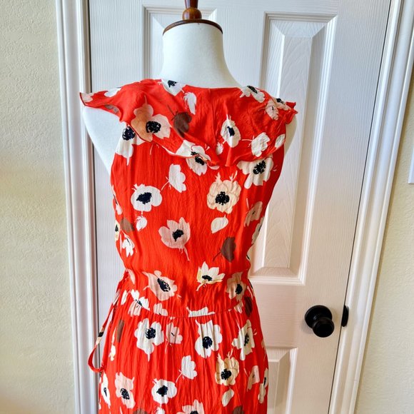 Zara Orange Floral Wrap Mini Dress - Picture 8 of 11